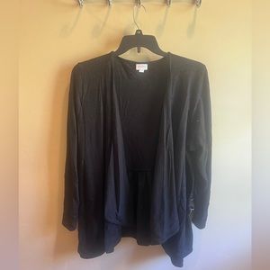Black Lularoe flyaway cardigan.  Peplum waist in back. 2X.